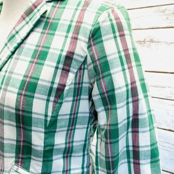 AMERICAN EAGLE Women Long Sleeve Button Down Plaid Collared Jacket Small Petite - Picture 4 of 11